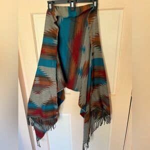 Southwestern Patterned Shawl with Fringe